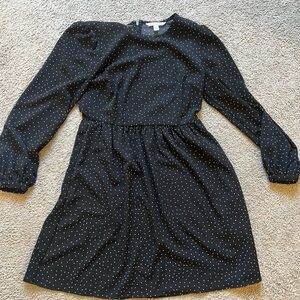 POPSUGAR Black Long-Sleeve Polka Dot Dress